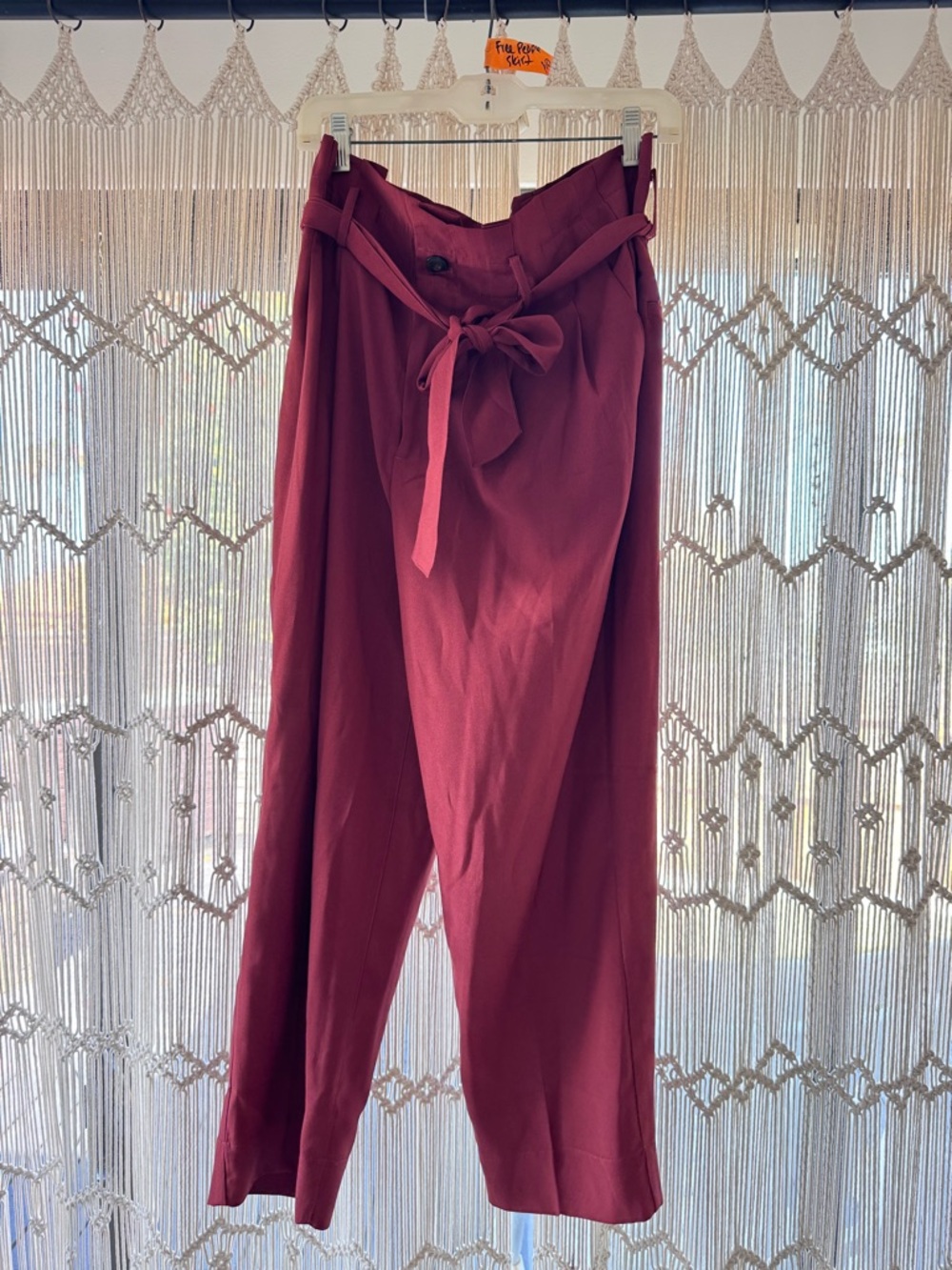 Madewell High-Waist Tie Belt Wide Leg Pants - crimson